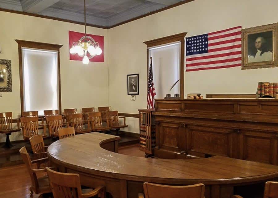 The original courtroom at the Courthouse Museum
