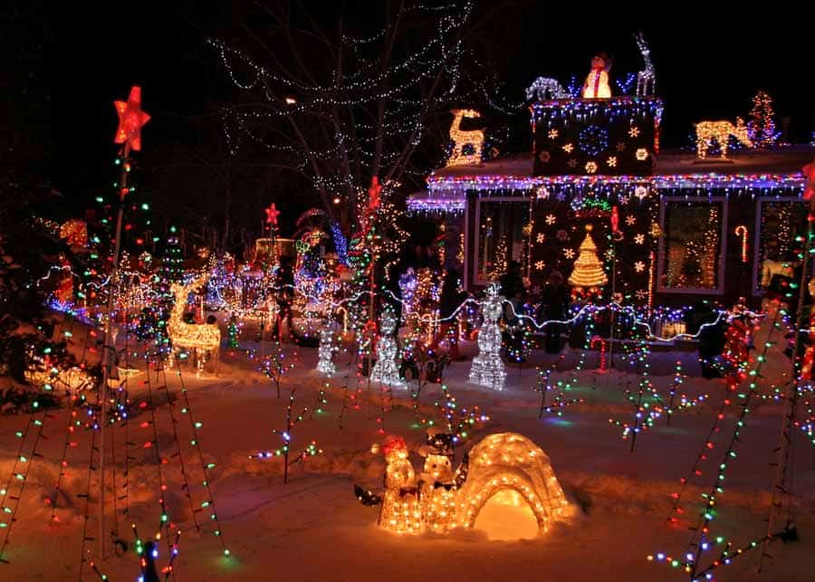 Christmas decorations in American neighborhoods