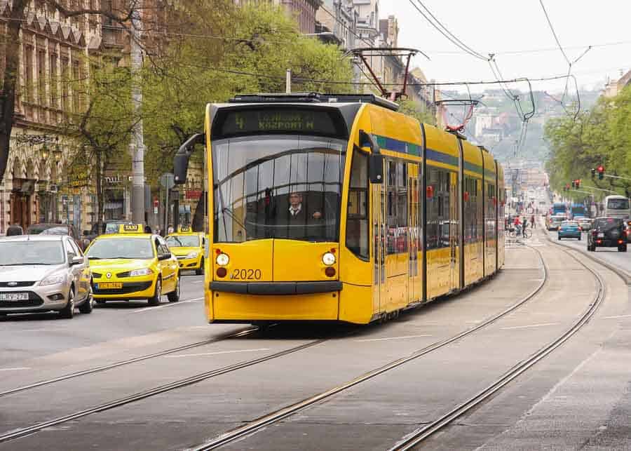 Tram in Budapest downtown