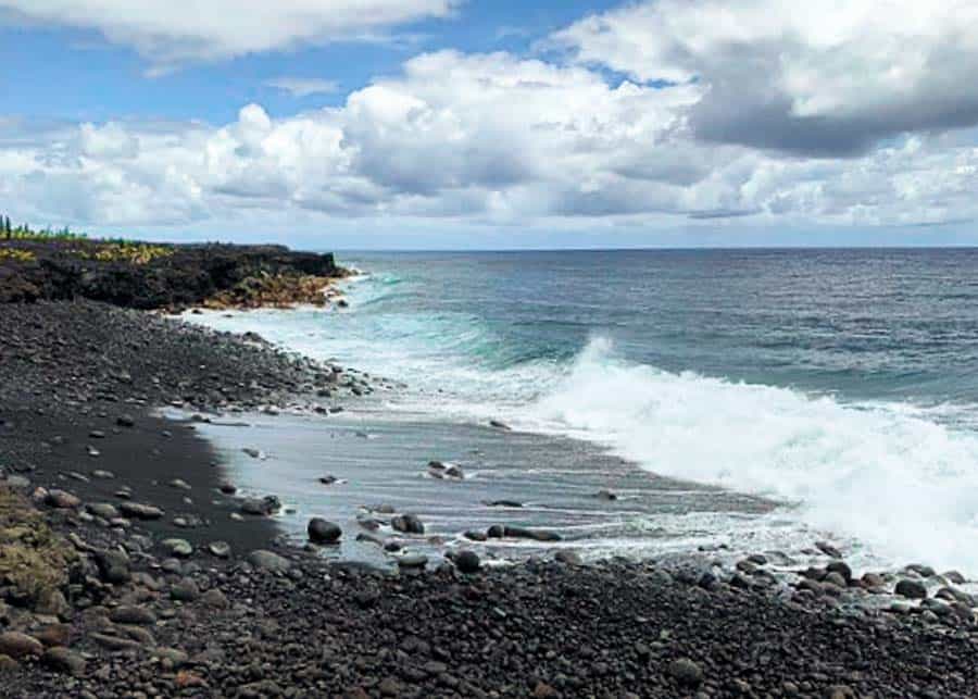 view of black sand beaches in Hawaii