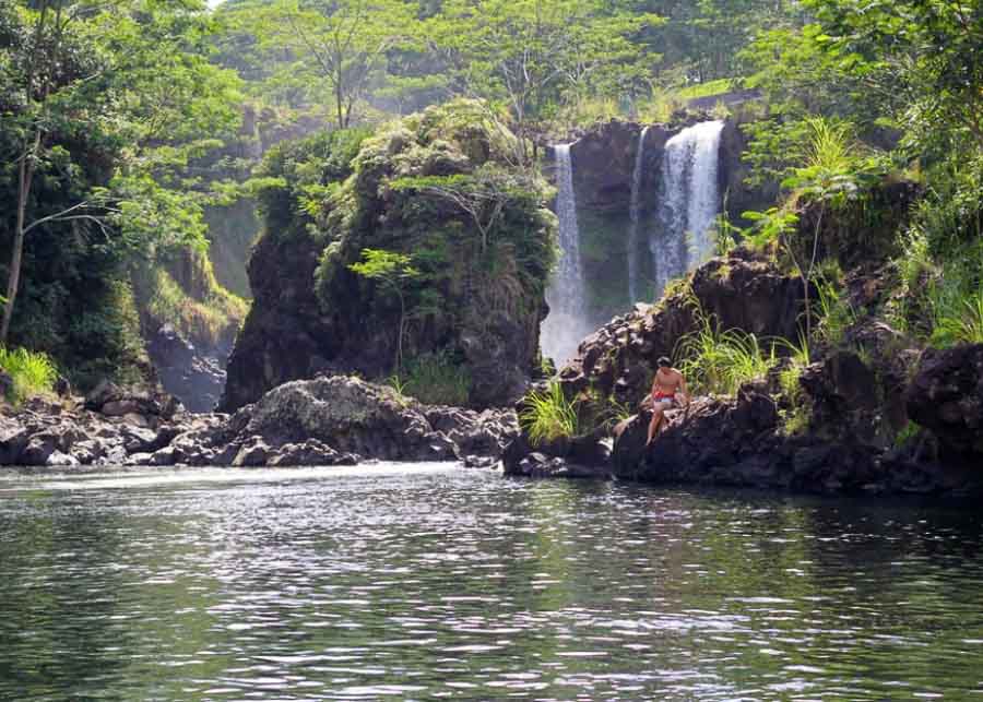 View of the Pe'epe'e Falls on the Big Island of Hawaii