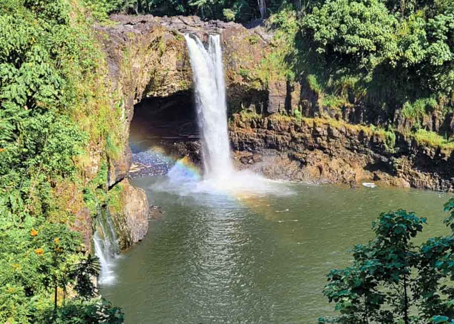View of the Rainbow Waterfalls on the  Big Island