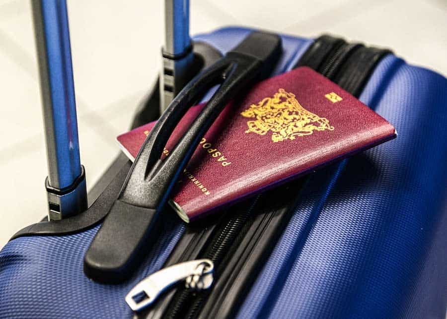 suitcase and passport