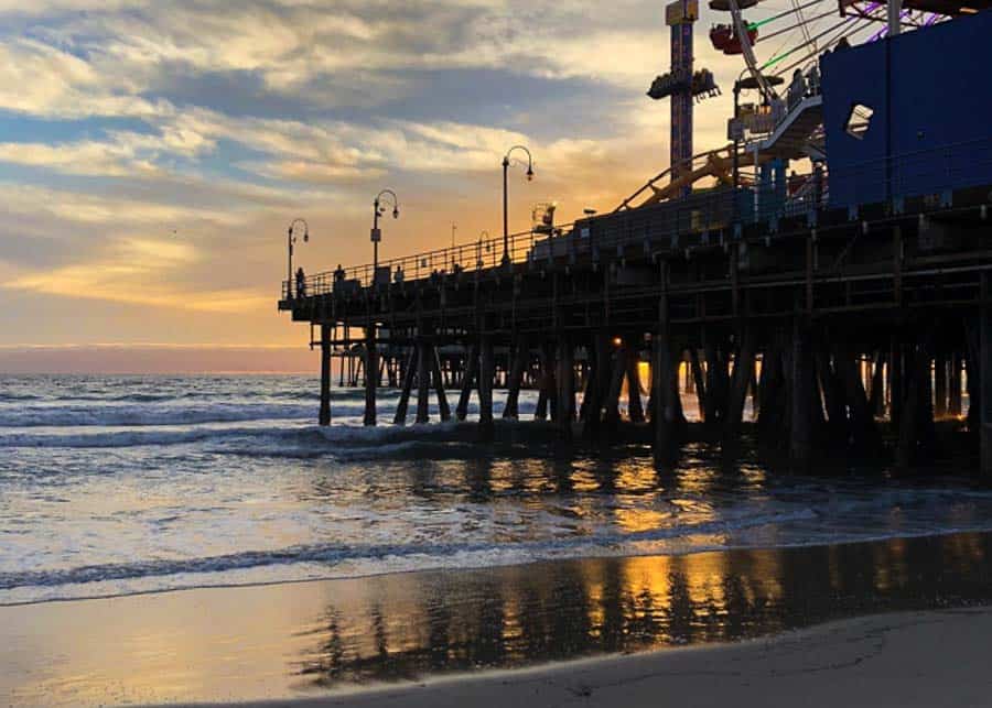 View of Santa Monica Pier at sunset