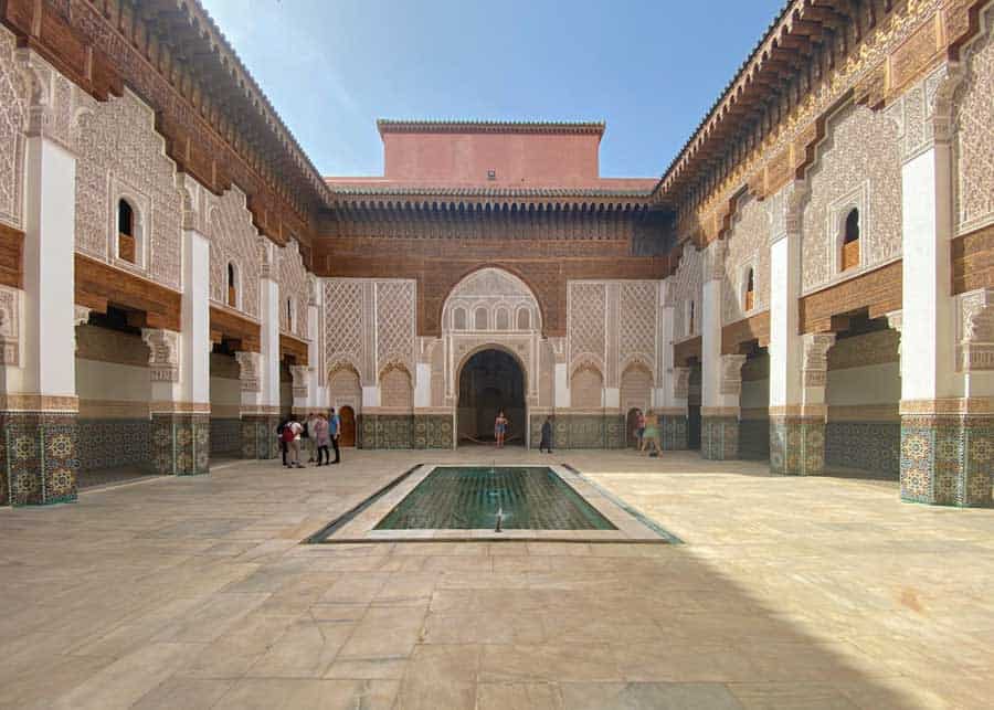 central courtyard of Madrassa Ben Youssef in Morocco