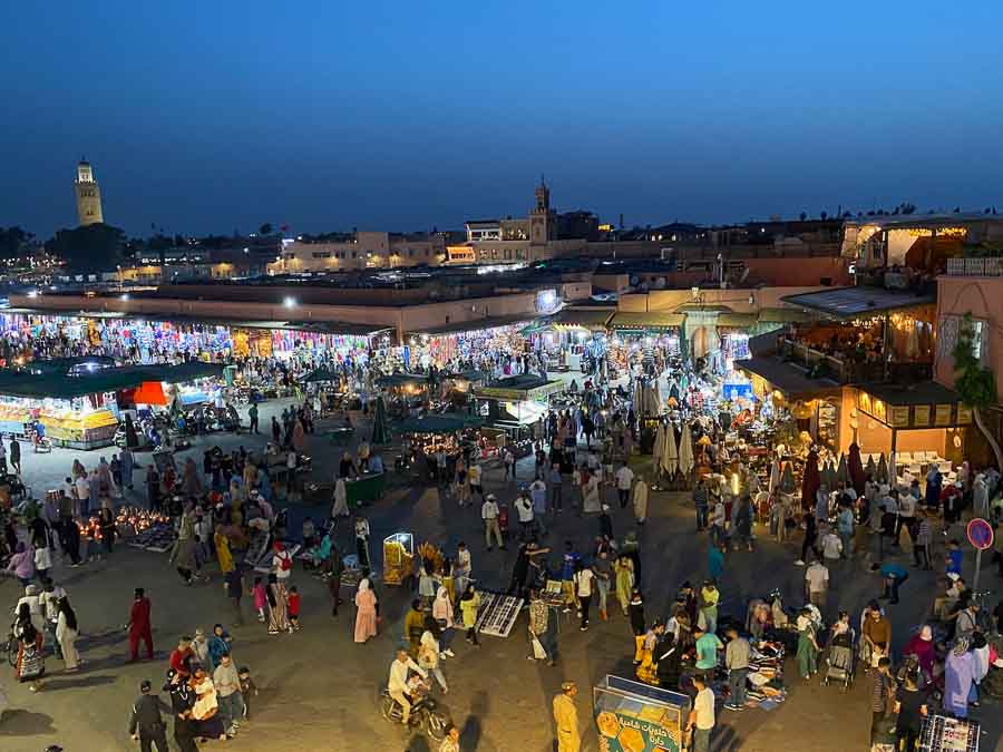 view of Jamaa el-Fna square in Marrakech