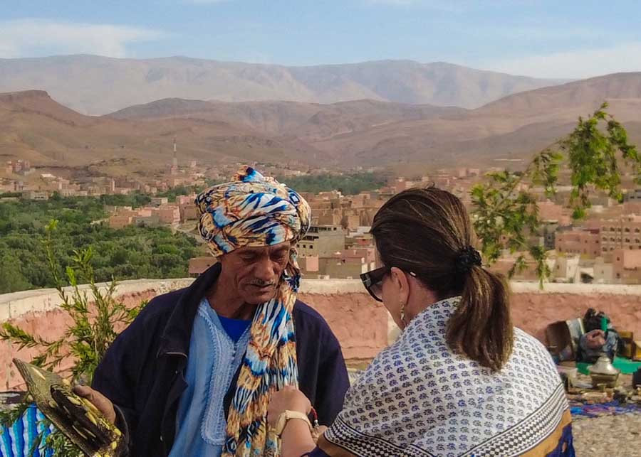Bargaining for a necklace in Morocco