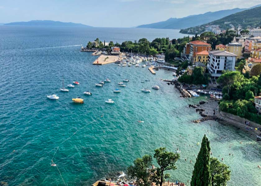 Aerial view of Opatija and the Lungomare promenade