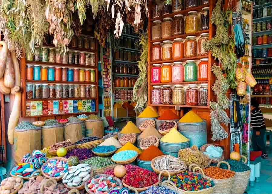 spices sold in the souks of Marrakech