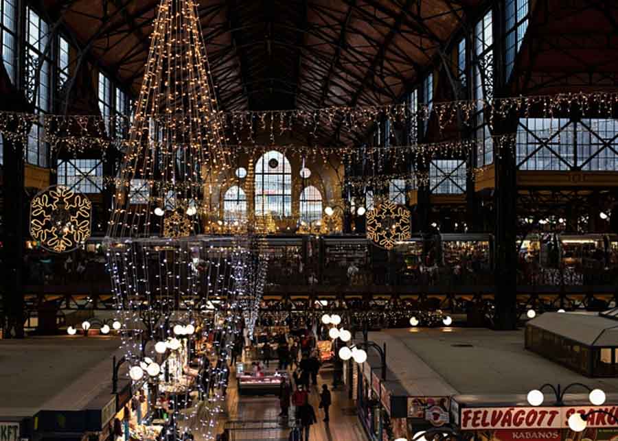 The Great Market Hall in Budapest during the Christmas season