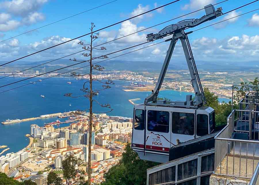 The cable car (funicular) that takes visitors to the Rock of Gibraltar
