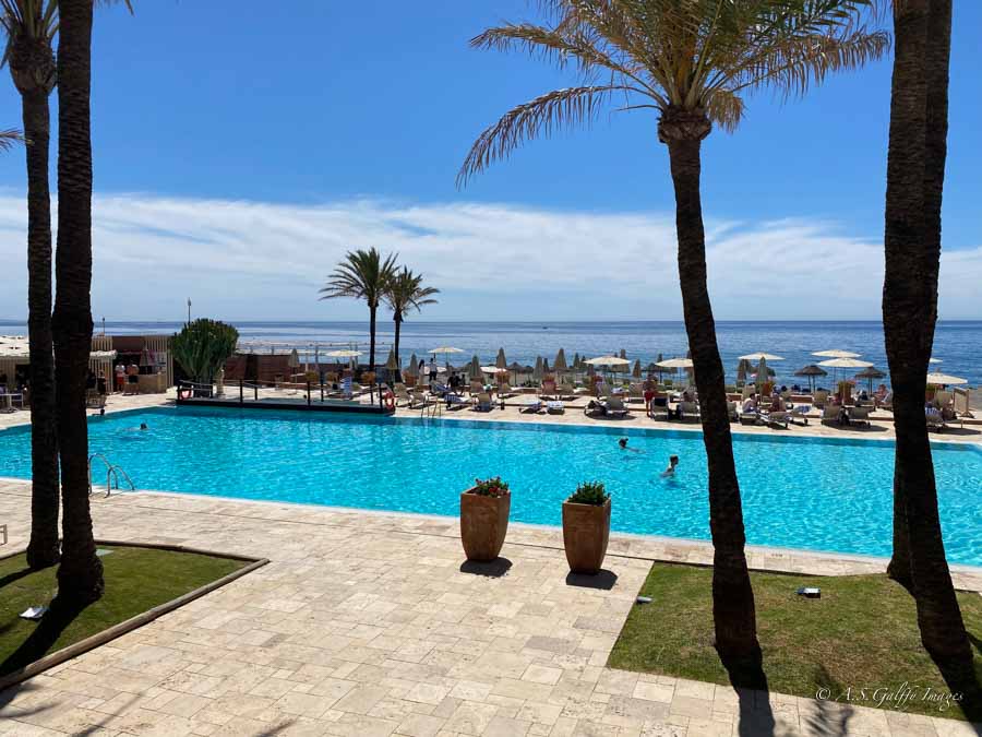 view of the the pool at Guadalmina resort in Marbella