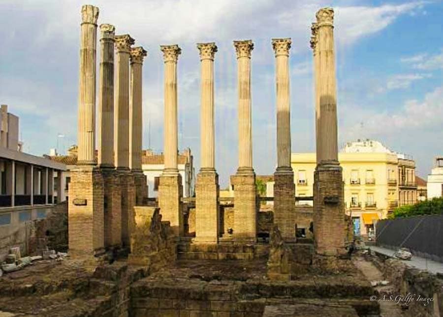 view of the ruins of the Roman Temple in Cordoba, Spain