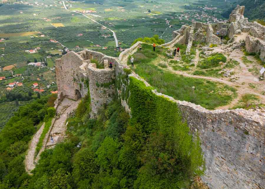 aerial view of the castle in Mystras