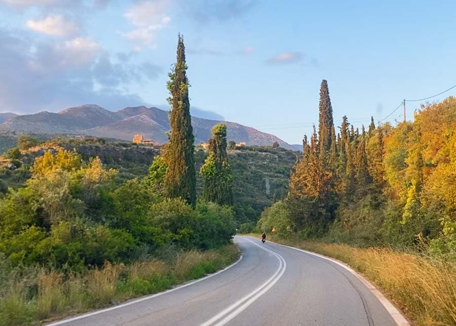 image of a car road tripping in the Peloponnese