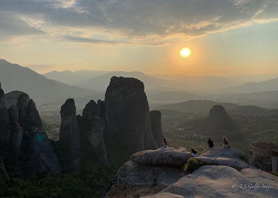 Sunset views from atop the Meteora rocks