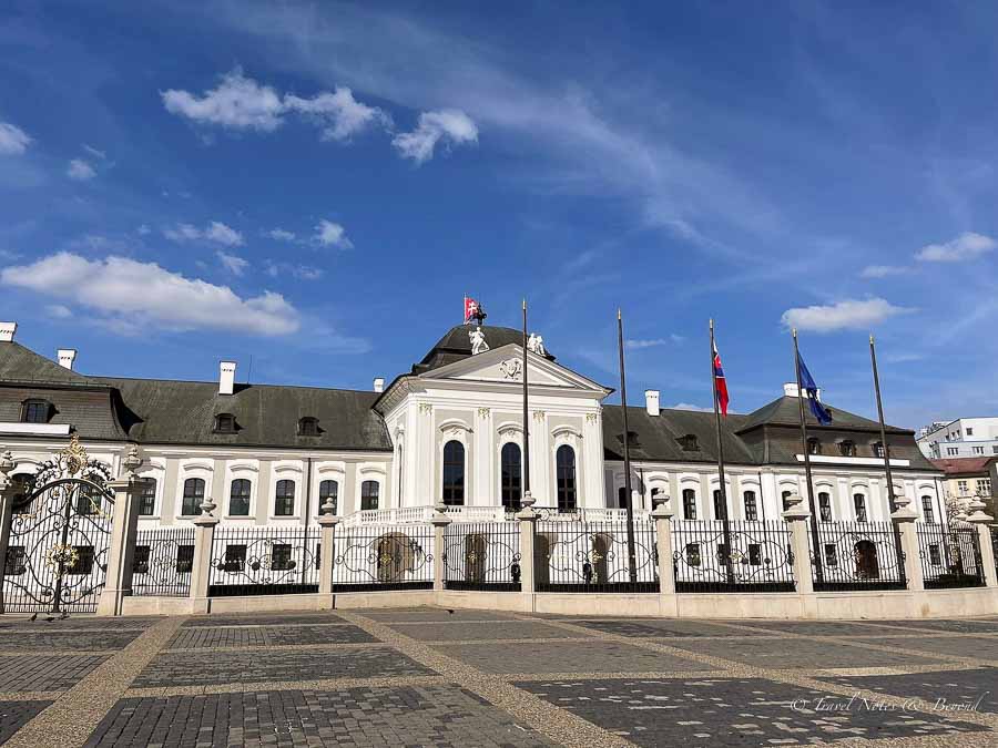 view of the presidential palace in Bratislava
