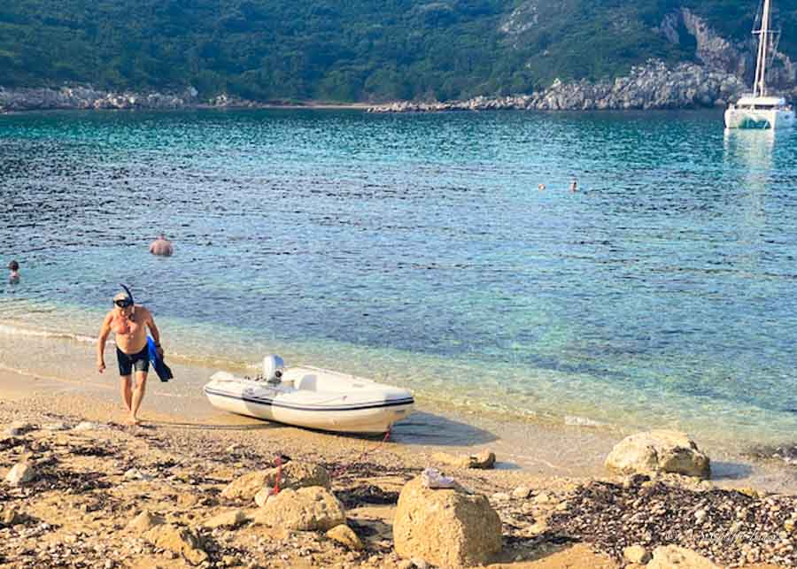 having fun on a beach in Corfu