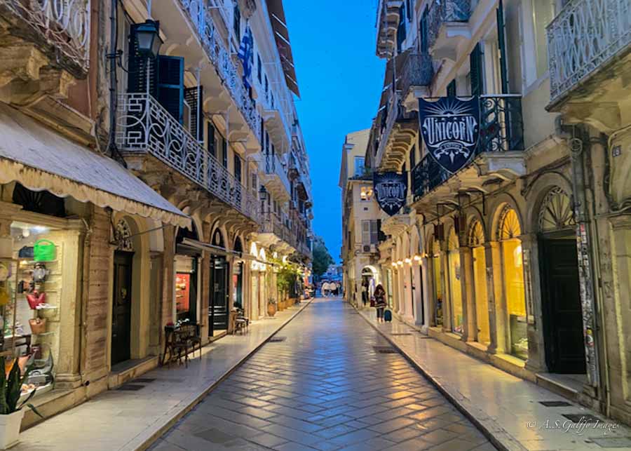 Corfu town at night