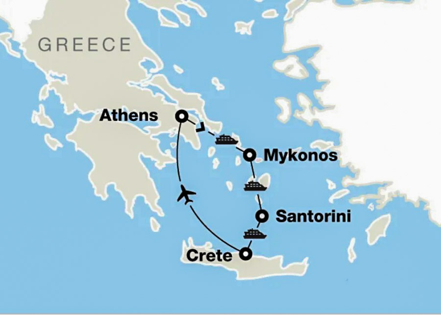 Greek Islands Itinerary map