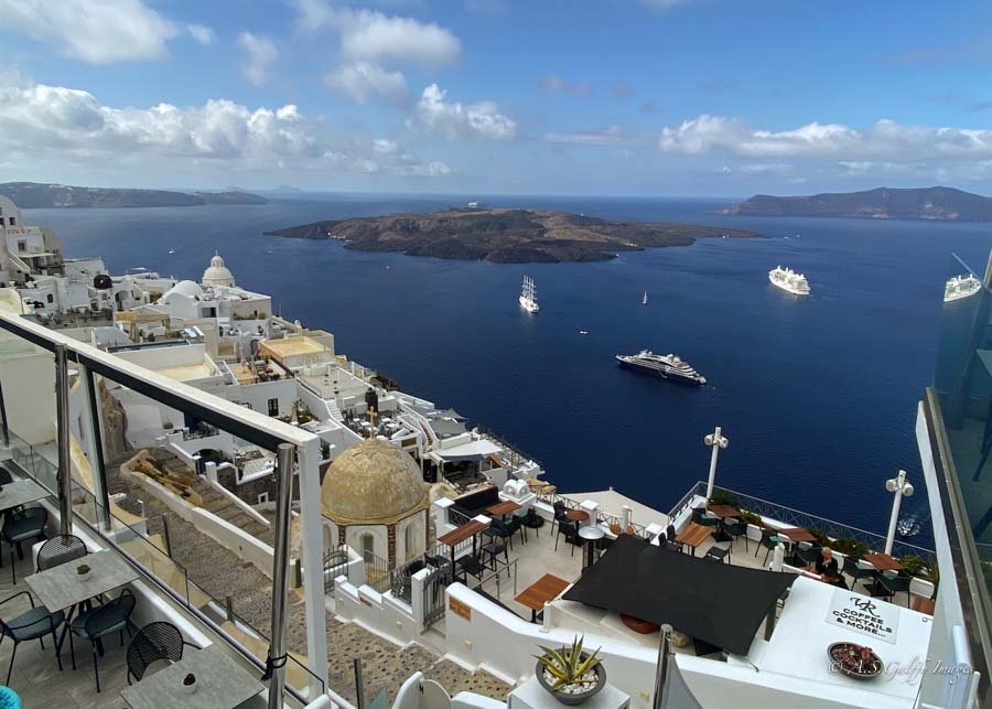 View of the Santorini Caldera from the town of Oil