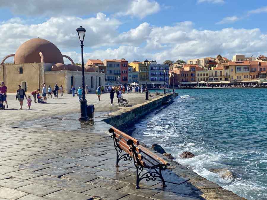 view of the seaside promenade in Chania