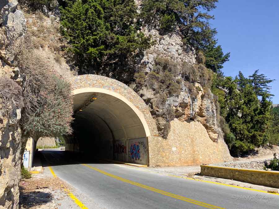 mountain tunnel on the road to Kedrodasos beach