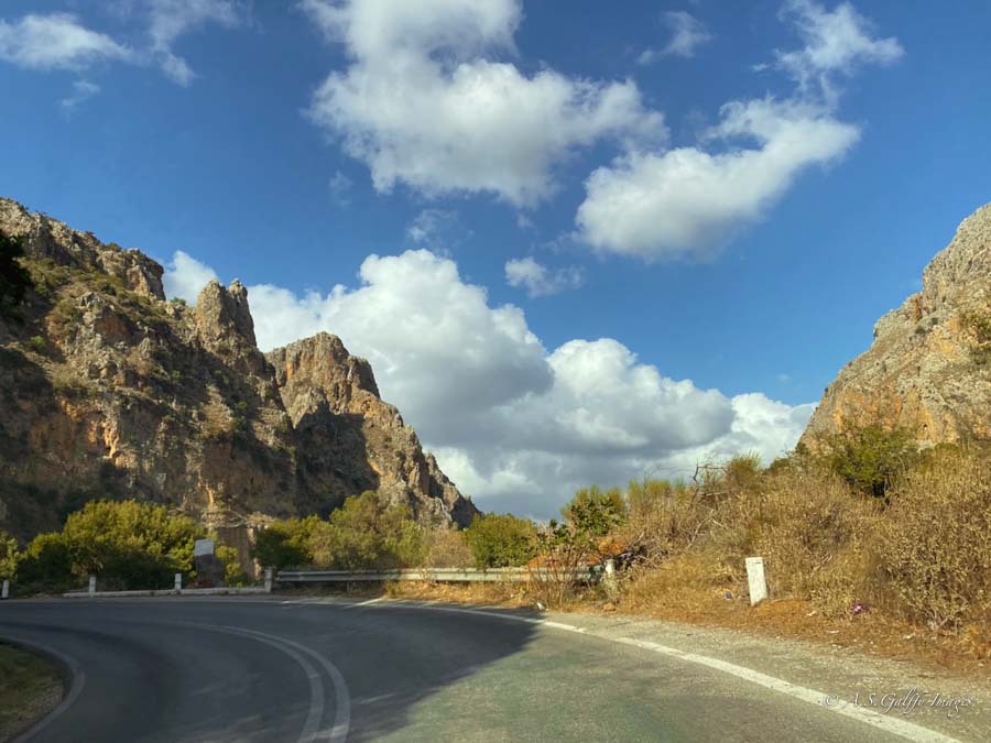 driving through the White Mountains in Crete