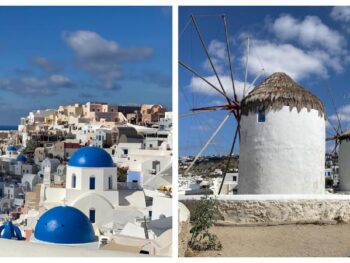 photo depicting the island of Mykonos vs Santorini