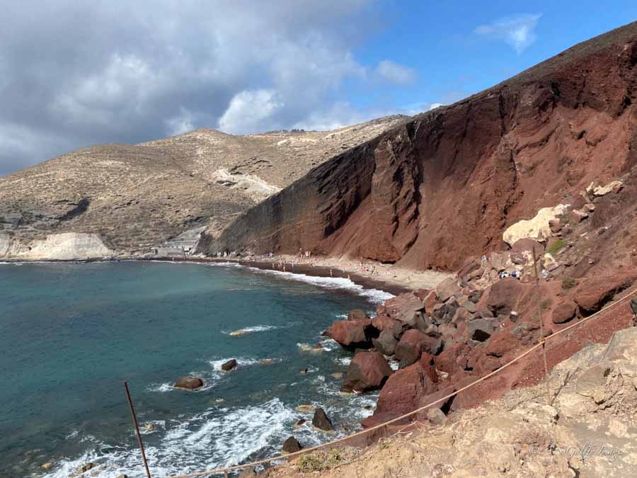 A view of the red beach in Santorini