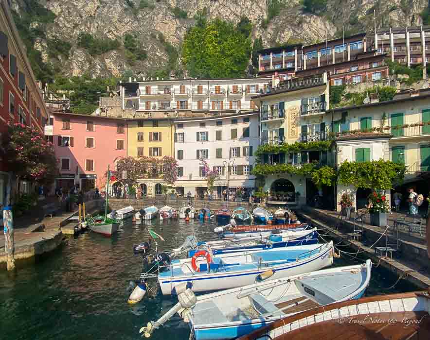 view of he old harbor of limone