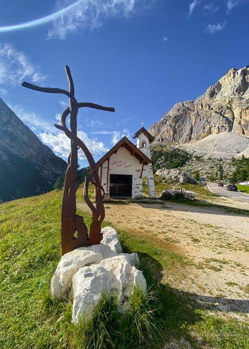 view of the Chapel at the bottom of the mountain