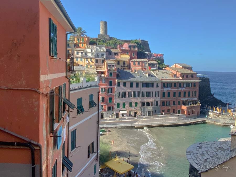 Colorful buildings built in terraces on the mountain
