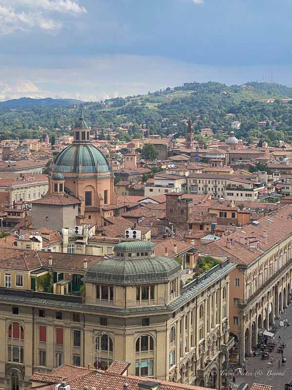 bird eye view of the historic center of Bologna