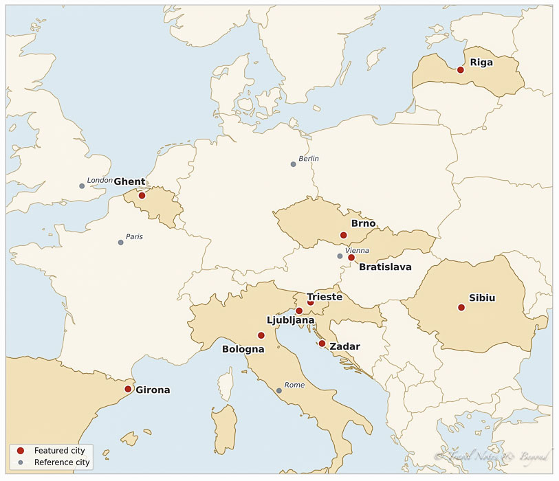Map of the 10 most underrated cities in Europe