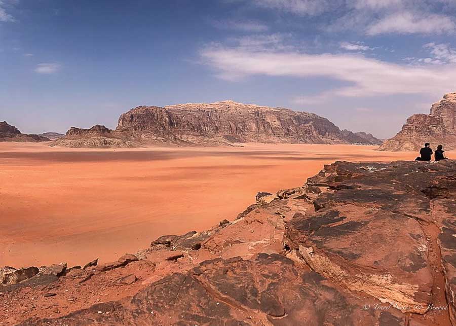view of Wadi Rum, Jordan's red desert