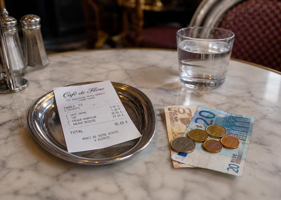Settling the bill in the restaurant