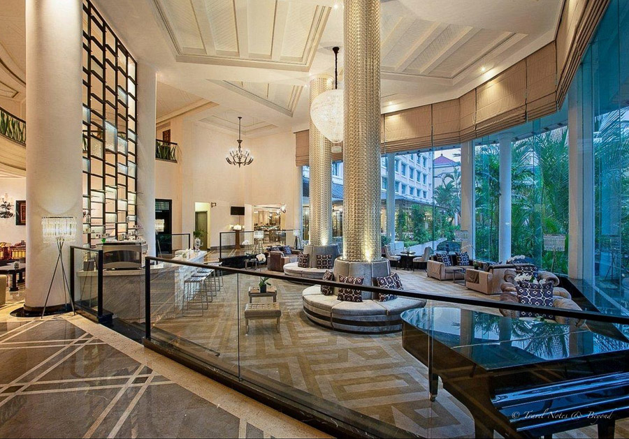 The lobby of Melia Purosani hotel in Yogyakarta